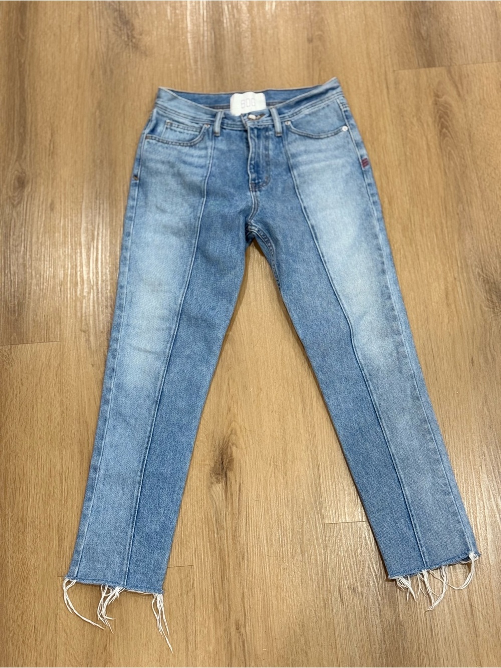 BDG Two-Tone Light Blue Skinny Jeans with Raw Hem Dad Slim Tapered Fit 30/32